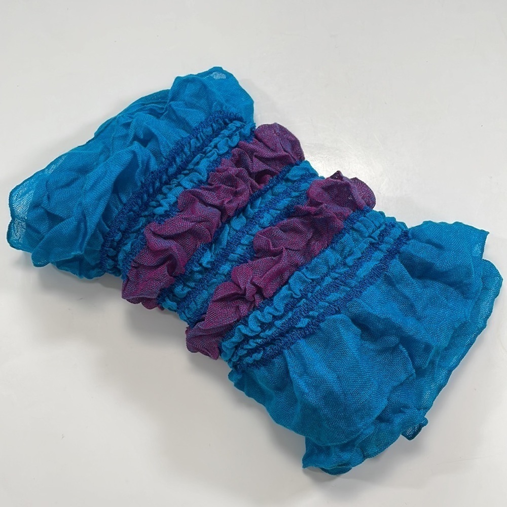 Blue Fuchsia Ruffled Eternity Scarf